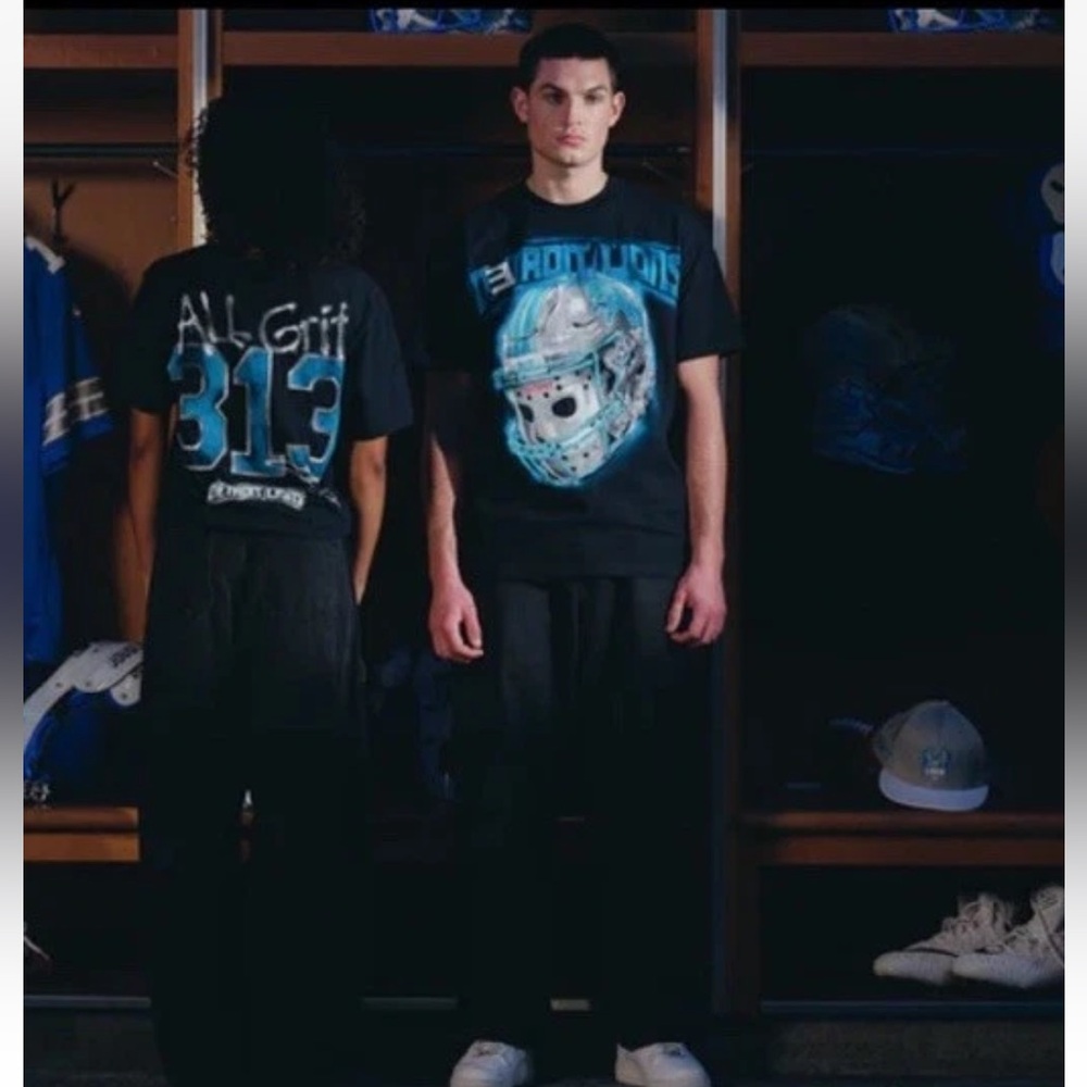 Eminem x Detroit Lions Capsule All Grit 313 Tee Black Size M NEW